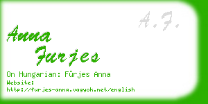 anna furjes business card